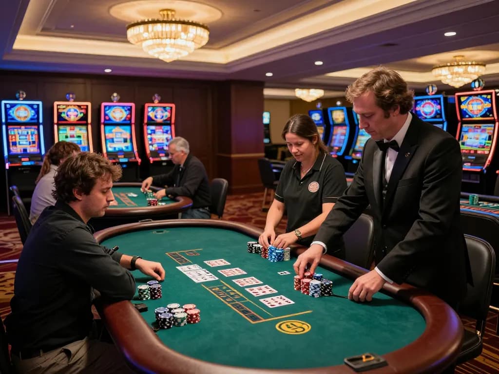 Engaging moment at c168-co's blackjack table with players immersed in the game.