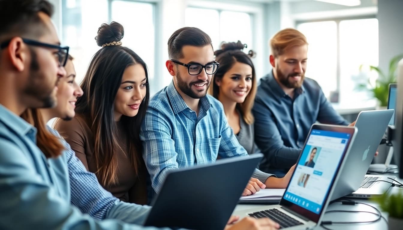 Find verified emails from linkedin through a modern office team focused on digital tools.