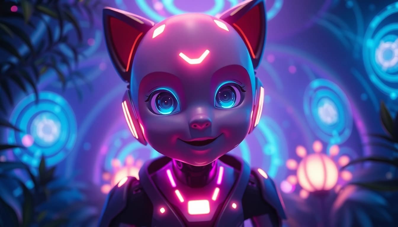 Engaging AI nsfw character in a vibrant fantasy setting with glowing details
