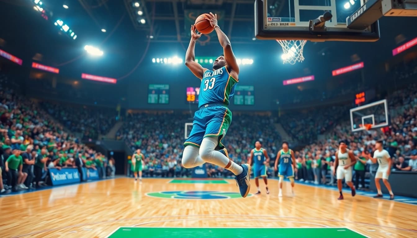 Dee Brown executing an impressive slam dunk during a basketball game, showcasing his athletic prowess.