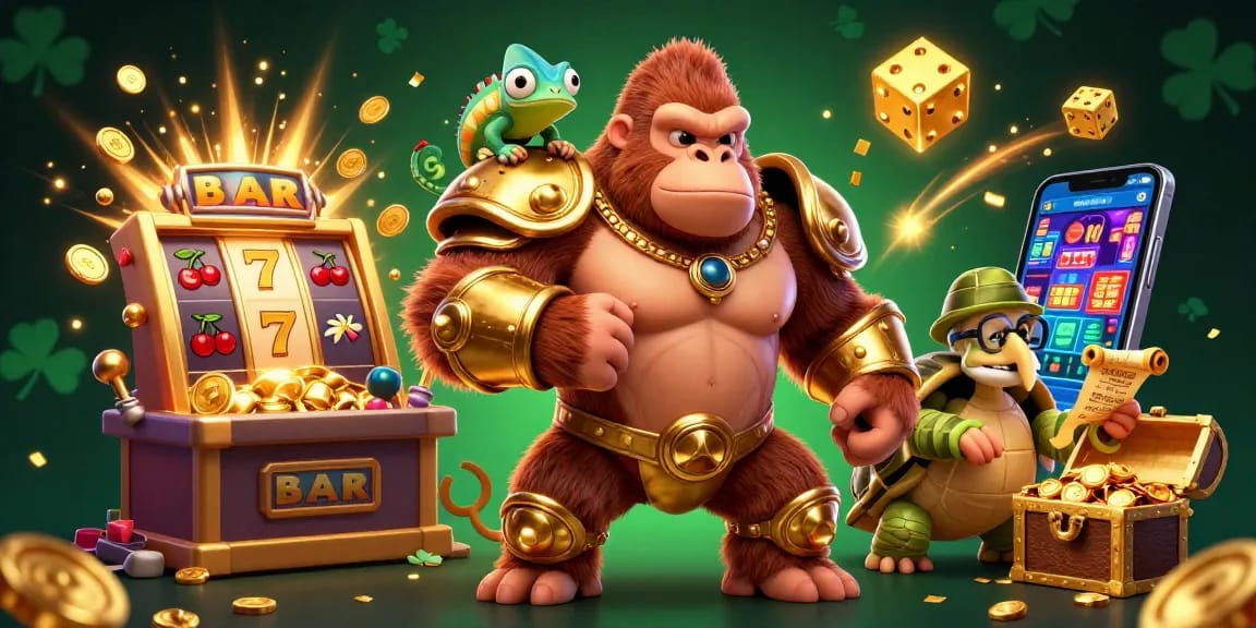 Experience thrilling slot action with engaging characters in a vibrant casino scene.