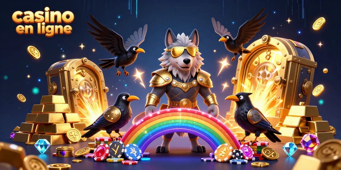 Jouez au casino en ligne tout en profitant d'une scène glamour remplie de trésors et de jeux d'argent.