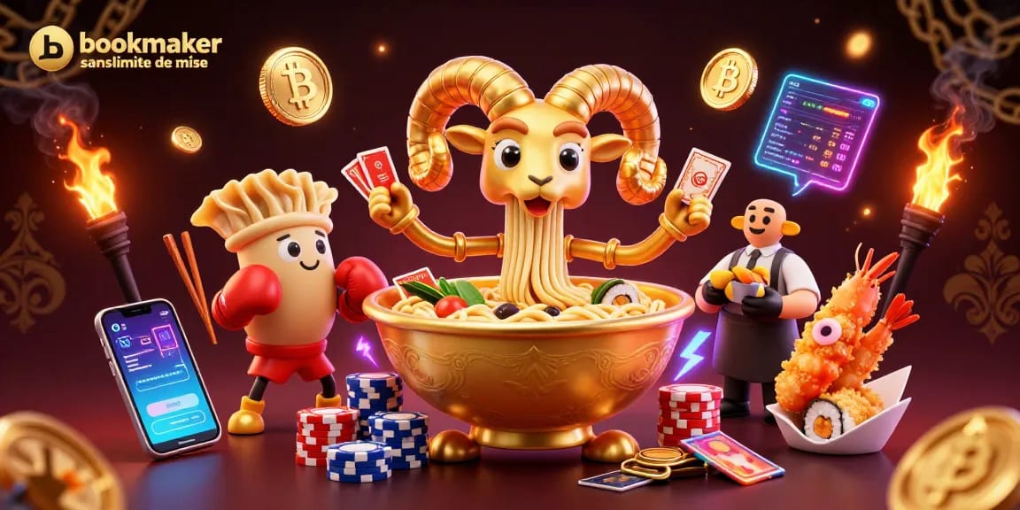 Pariez avec un bookmaker sans limite de mise pour maximiser vos gains ! Illustration dynamique illustrant des personnages et éléments de casino.