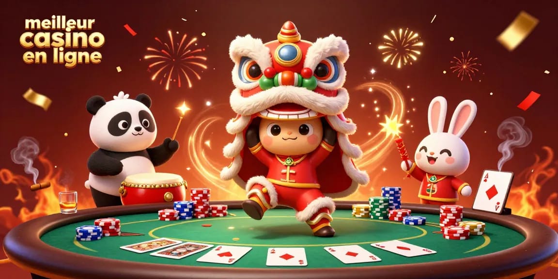Animé par un dragon dansant, le meilleur casino en ligne offre un jeu captivant avec des cartes et des jetons.