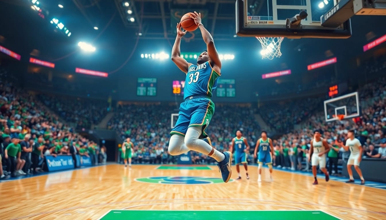 Dee Brown executing an impressive slam dunk during a basketball game, showcasing his athletic prowess.