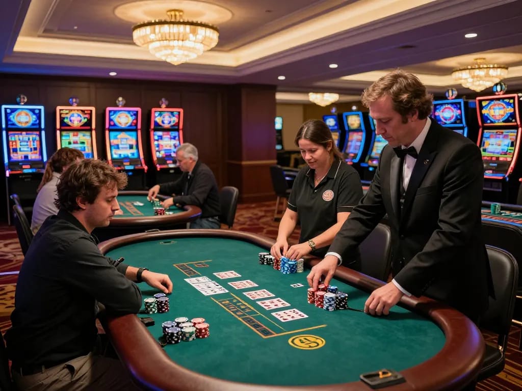 Engaging moment at c168-co's blackjack table with players immersed in the game.