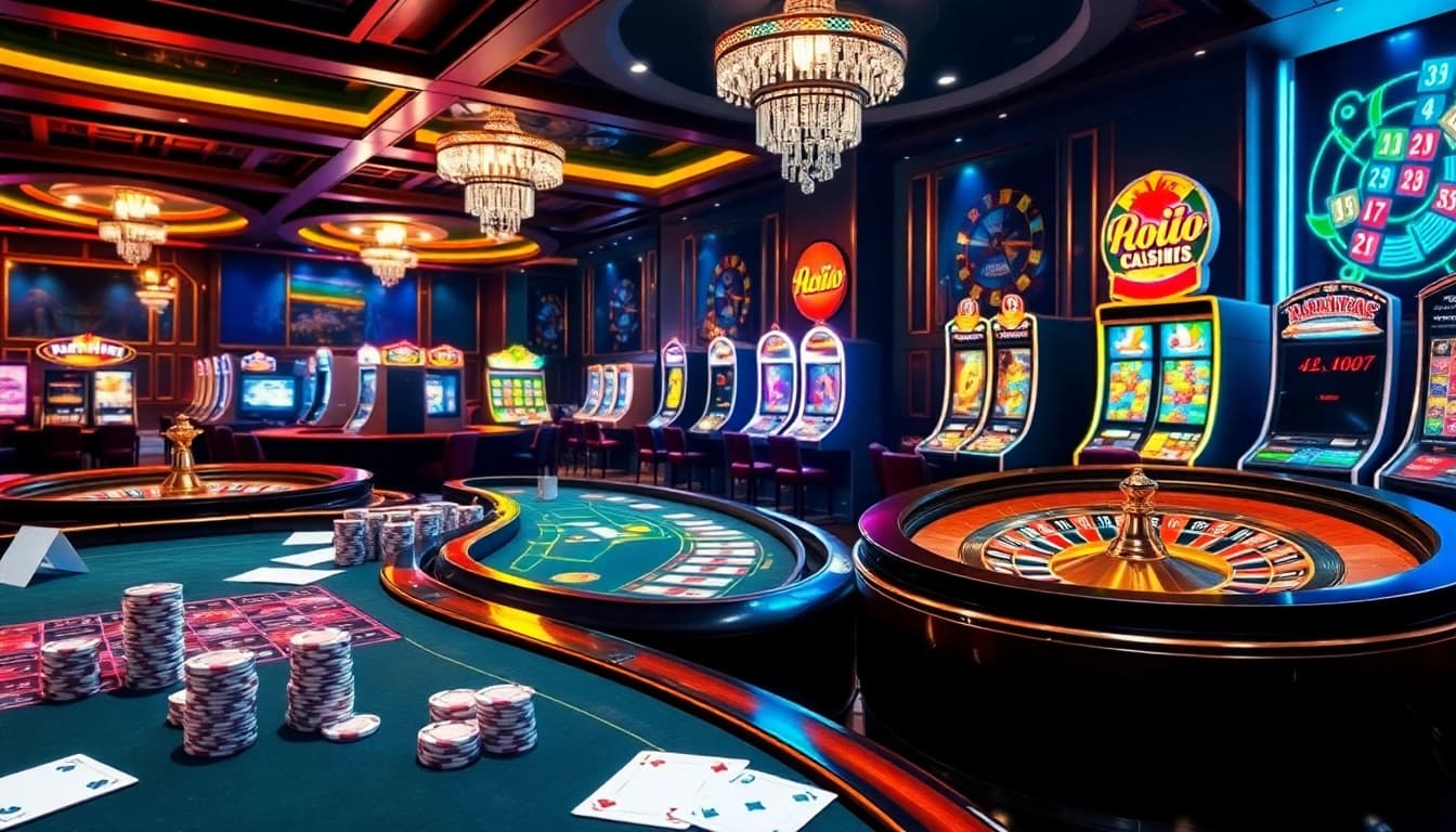 Découvrez l'excitation des casinos fiables en ligne avec des tables de jeu vibrantes et des machines à sous élégantes.