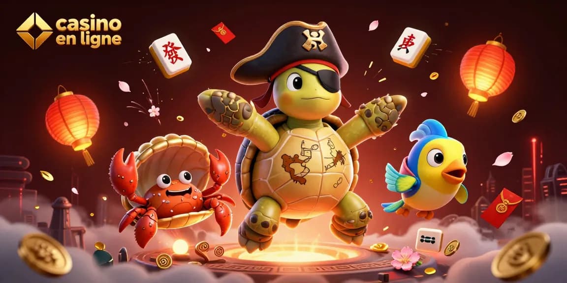 Découvrez le casino en ligne avec une tortue pirate 3D et des trésors scintillants.