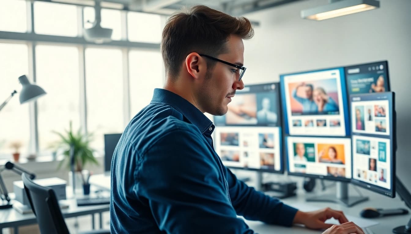 Marcel Hüsig im Webdesign-Studio, kreativ an digitalen Projekten arbeitend.