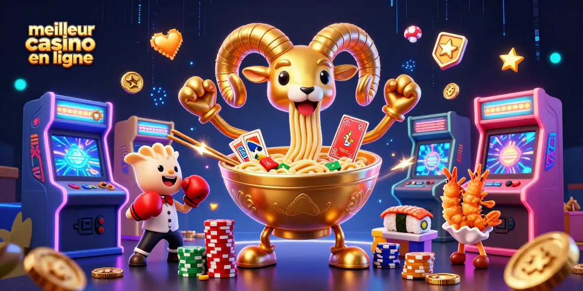 Jouer au meilleur casino en ligne avec un bol de ramen géant et des personnages amusants.