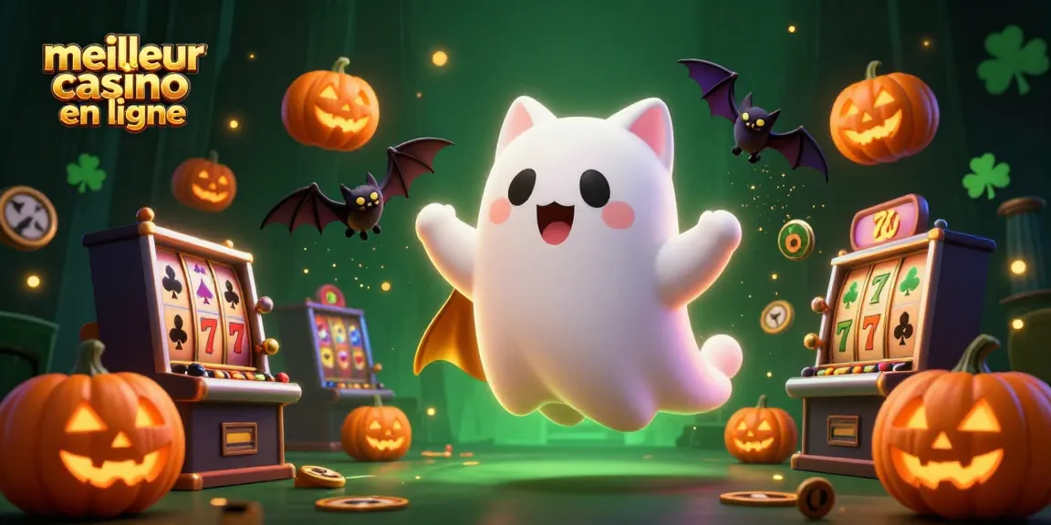 Plongez dans l'univers du meilleur casino en ligne avec un chat fantôme et un vampire chauve-souris.