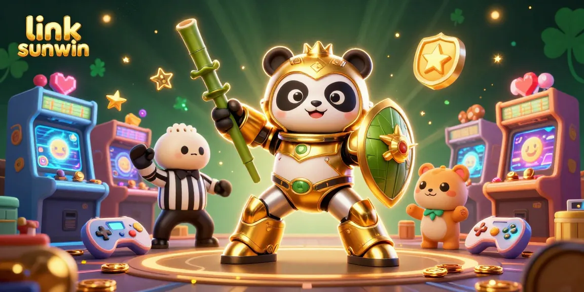 Engage in exciting gameplay at link sunwin featuring a golden panda mech in a vibrant casino arena.
