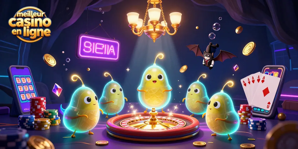 Illustration captivante de l'équipe lumineuse au meilleur casino en ligne, illuminant l'atmosphère avec des éléments de jeu.