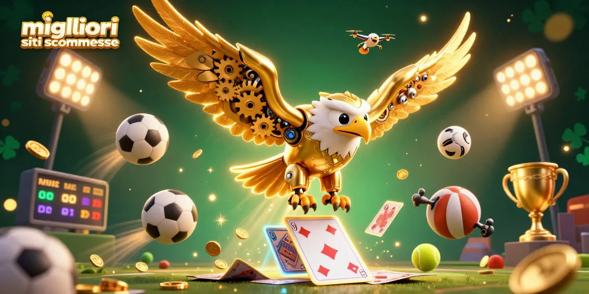Scopri i migliori siti scommesse mentre un'aquila dorata dive nel mondo delle scommesse sportive.