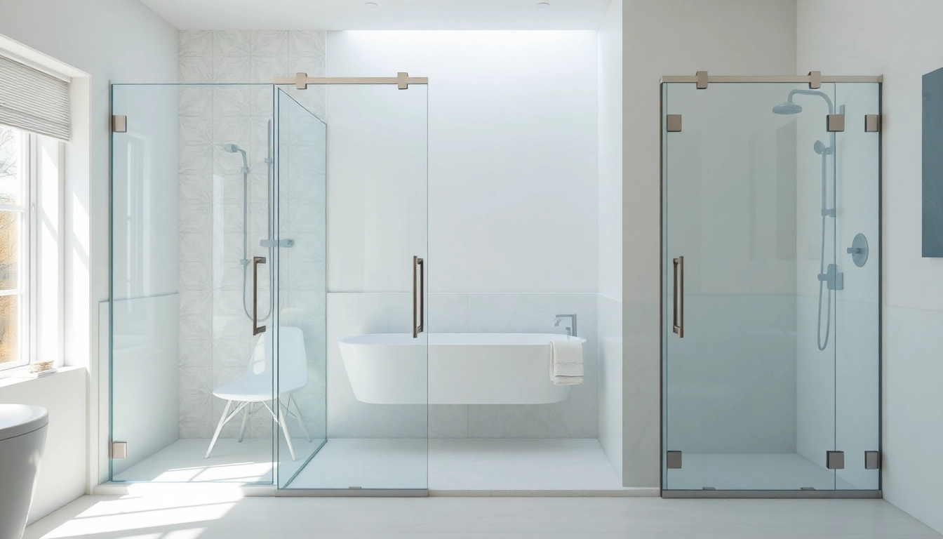 Stylish glass shower doors enhancing a modern bathroom interior design.