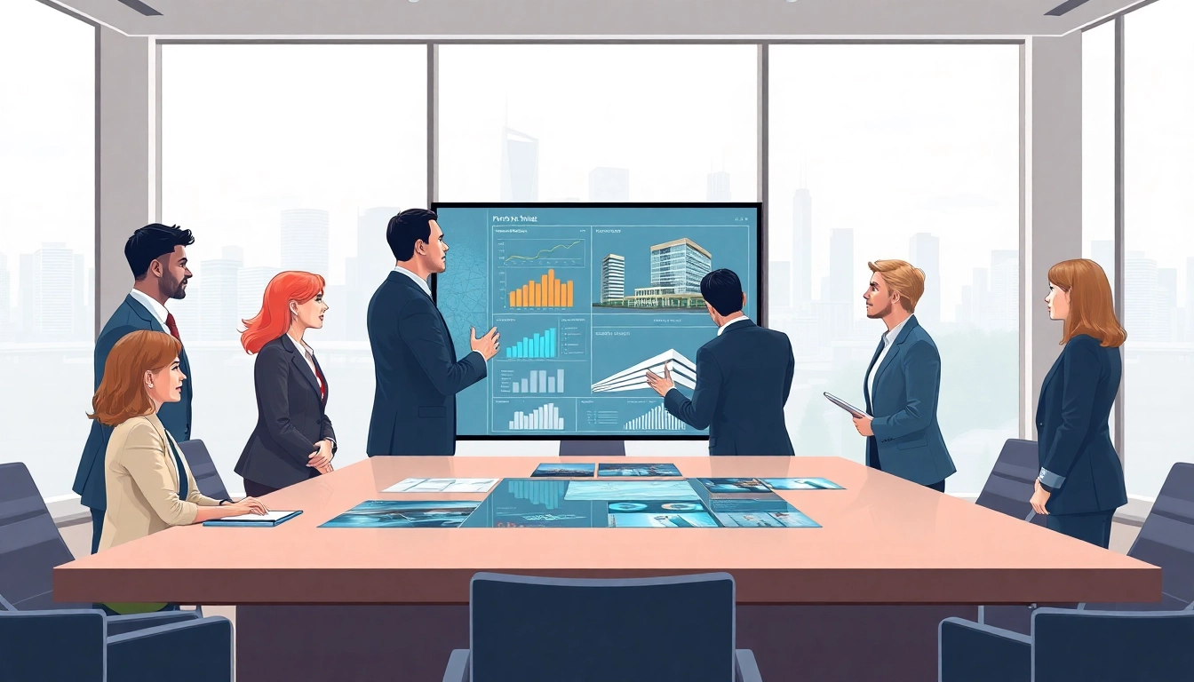 Engaging scene of professionals discussing Public-Private Partnerships in a modern office environment.
