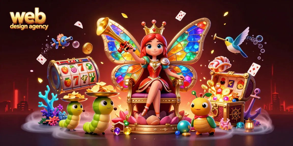 Engage with the vibrant world of a web design agency, showcasing dynamic gaming elements and enchanting characters.