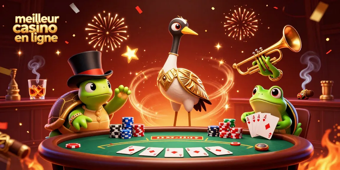 Gagnez au meilleur casino en ligne avec une scène animée de personnages de jeux de poker.