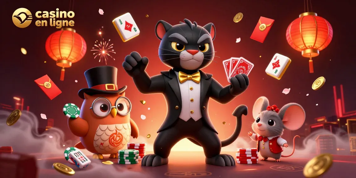 Jouez au casino en ligne avec des personnages élégants, des jetons et des éléments de jeu raffinés.