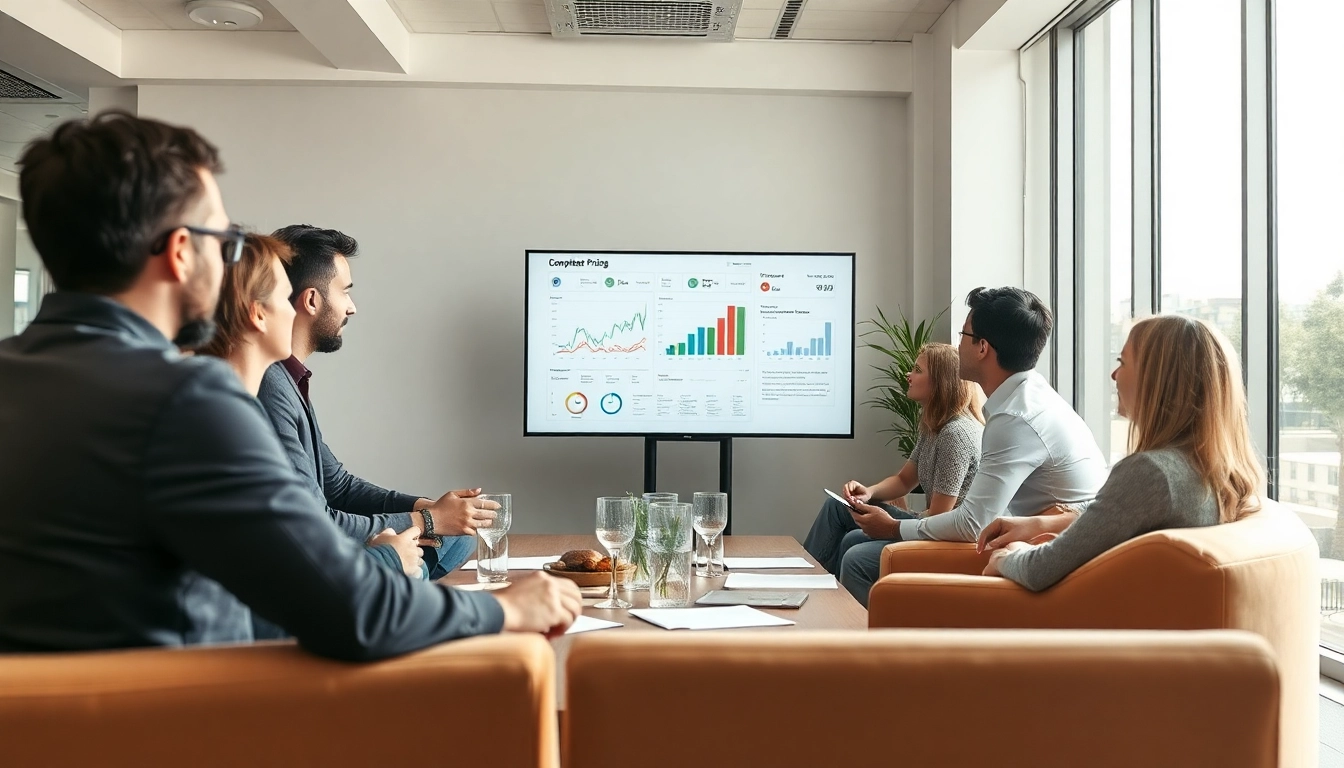 Visual representation of competitor pricing analysis with team collaboration.