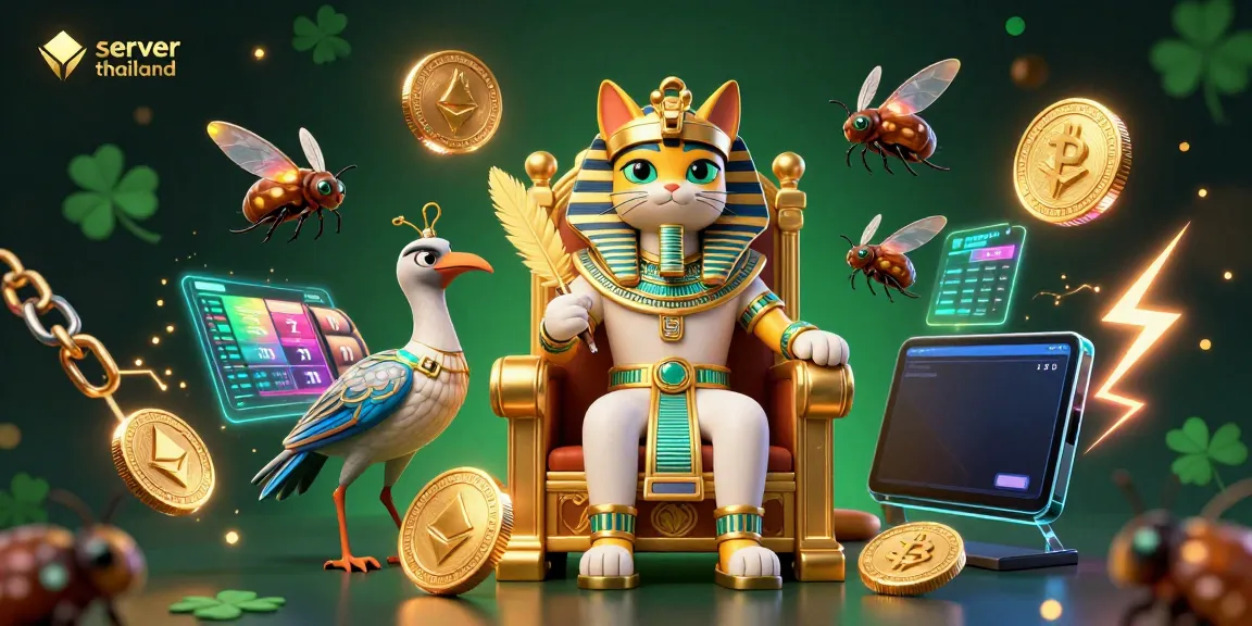 Engaging 3D illustration featuring the server thailand theme with a pharaoh cat and ibis in a casino setting.