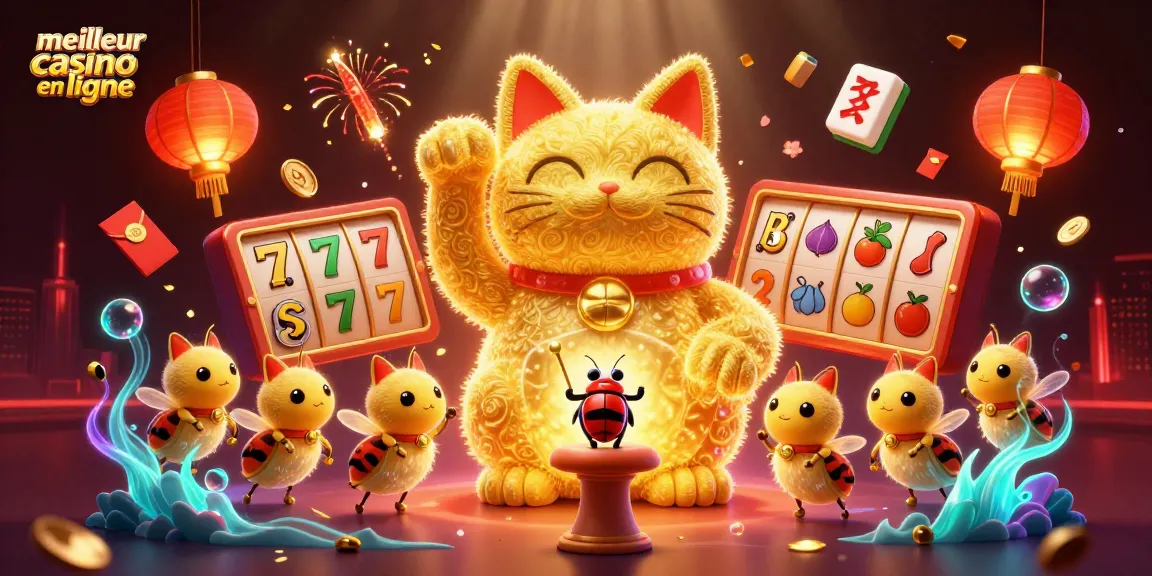 Jouer au meilleur casino en ligne avec un chat porte-bonheur en feu follet et des symboles de jeu dynamiques.