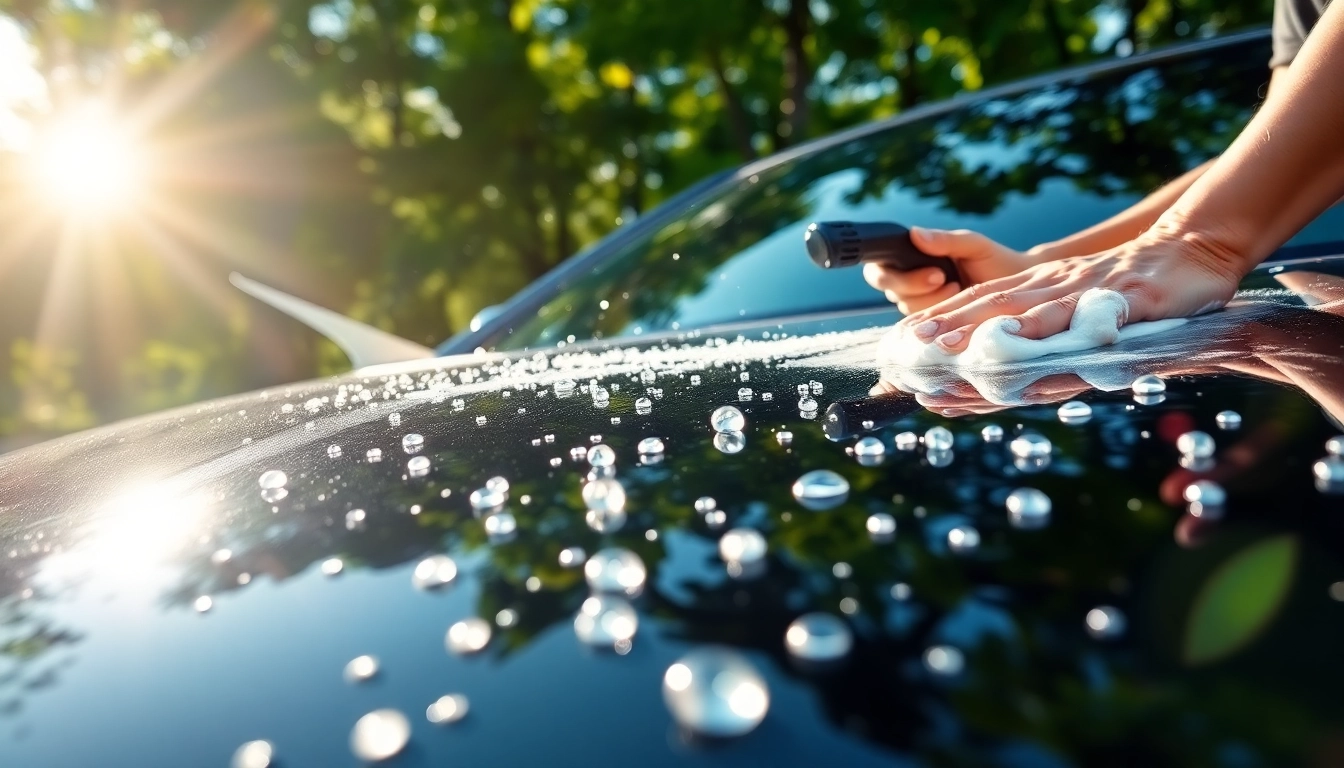 Expert auto detailing Cleveland TN showcasing shining vehicles in a vibrant cleaning process.