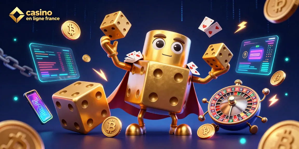 Jouez au casino en ligne France avec cette illustration animée des jeux de chance et de stratégie.