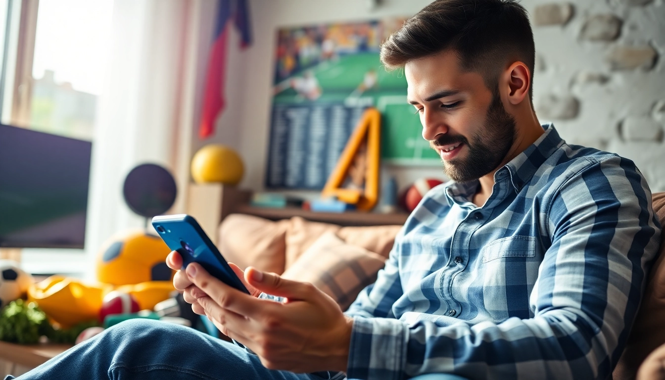 Engaged bettor analyzing sports betting sites India picks with excitement on smartphone