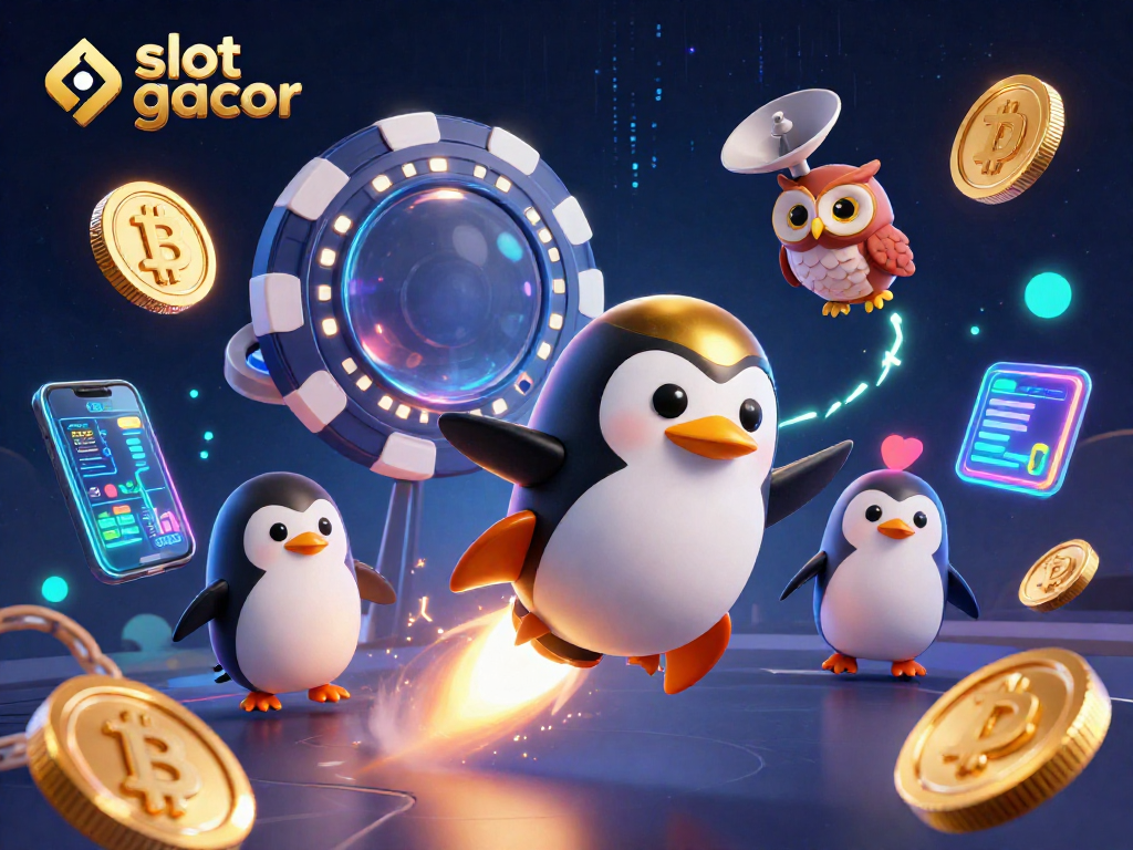 Slot gacor penguin berenergi roket meriahkan suasana kasino luar angkasa yang megah.