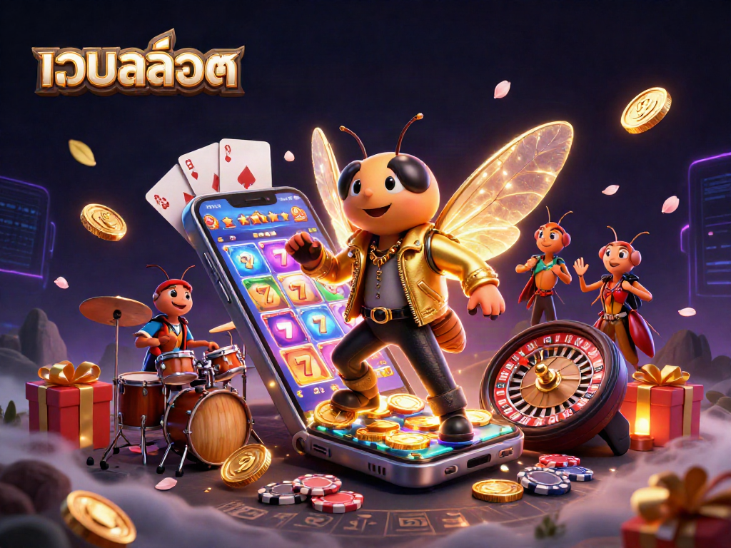 Experience thrilling เว็บสล็อต action with vibrant characters and dynamic game elements in this 3D casino scene.