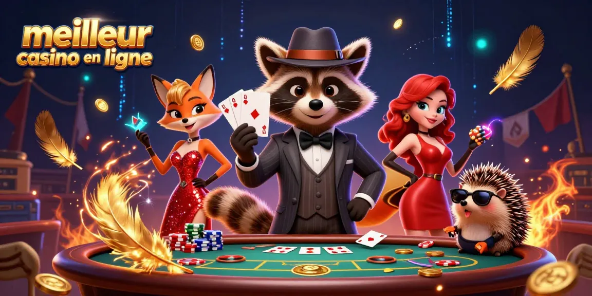 Illustration de poker captivante représentant le meilleur casino en ligne avec des personnages animés.