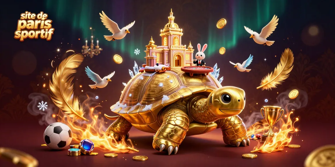 Pariez sur le site de paris sportif avec une tortue dorée et un croupier en action.