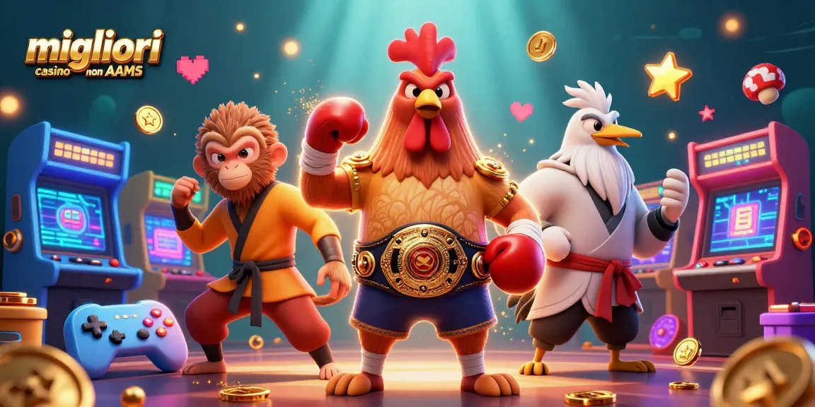 Esplora i migliori casino non AAMS con scene vibranti di giochi e personaggi unici in un ambiente dinamico