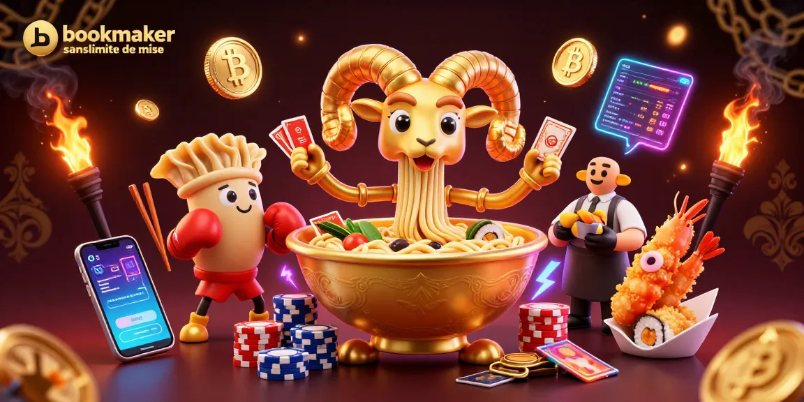 Pariez avec un bookmaker sans limite de mise pour maximiser vos gains ! Illustration dynamique illustrant des personnages et éléments de casino.