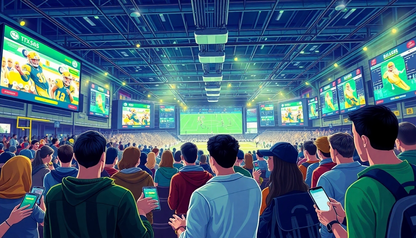 Engage in online sports betting South Carolina with vibrant sports fans and mobile devices.