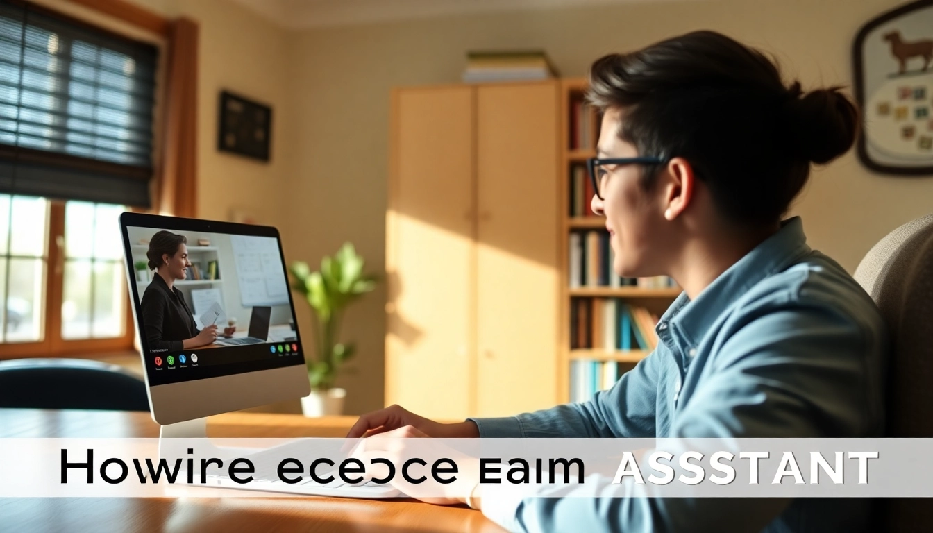 Engaging remote exam assistance through a video call with a tutor in a cozy home setting.