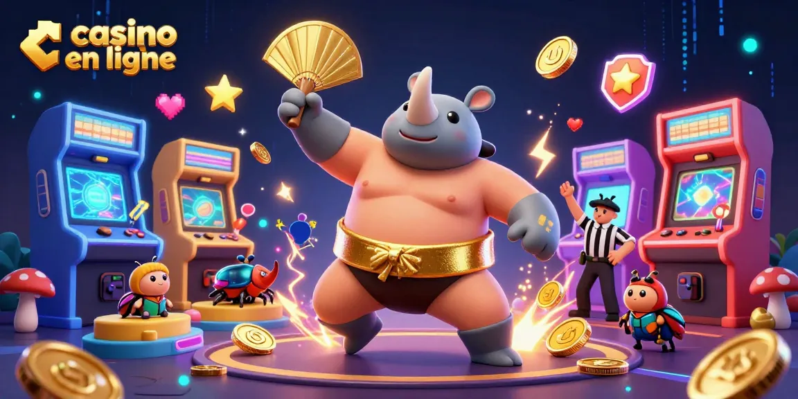 Le casino en ligne regorge d'animations festives avec un scarabée sumo gagnant et des pièces dorées qui volent.