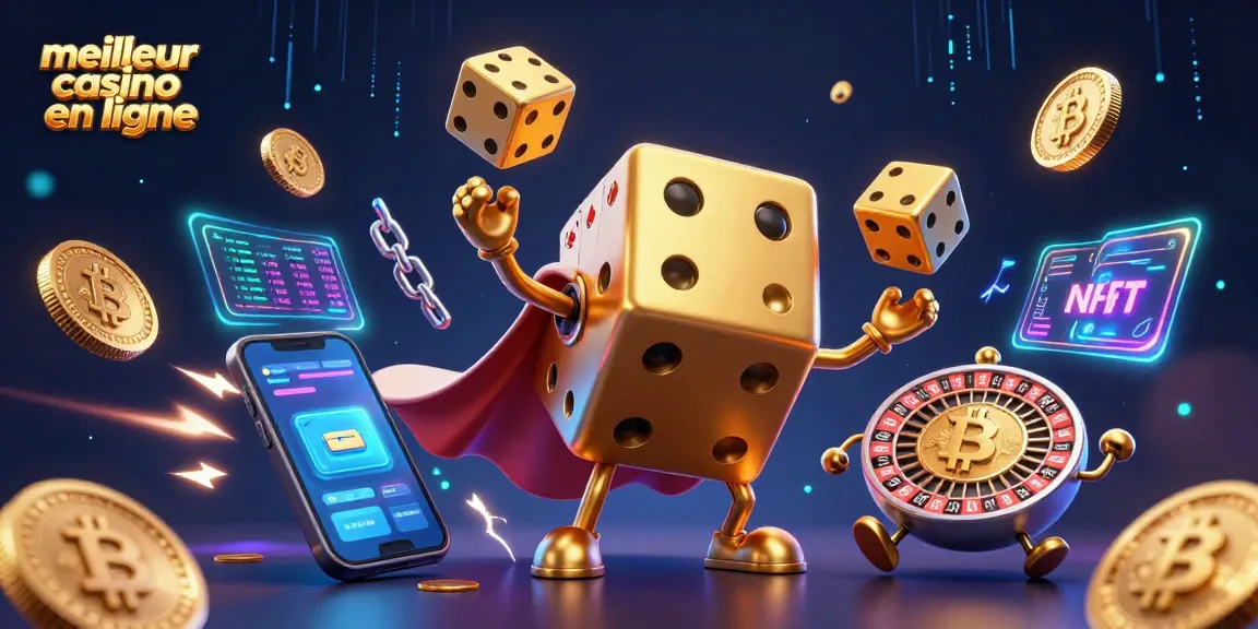 Découvrez le meilleur casino en ligne avec notre illustration dynamique et colorée des jeux d'argent.