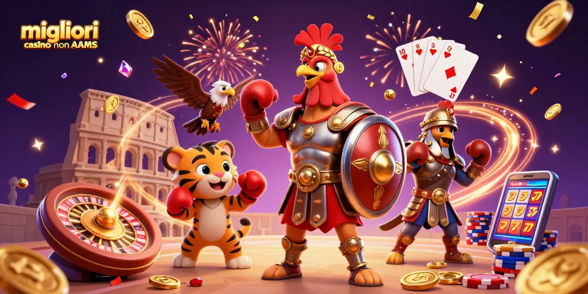 Esplorate i migliori casino non AAMS con questa vivace illustrazione 3D che cattura l'azione e l'emozione del gioco.