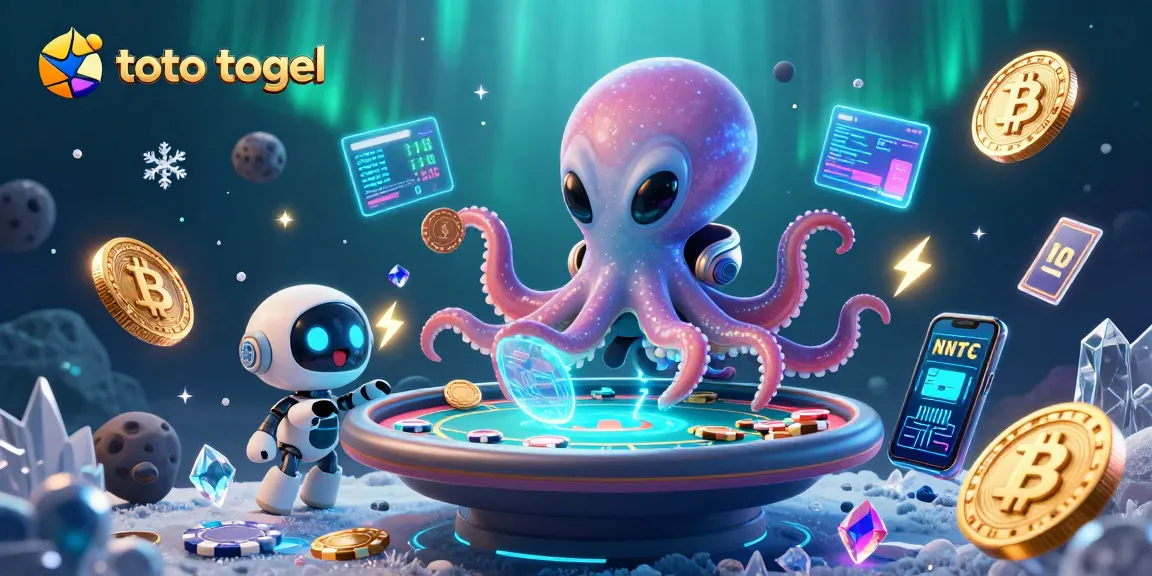 Join the excitement of toto togel with alien characters at a holographic poker table.
