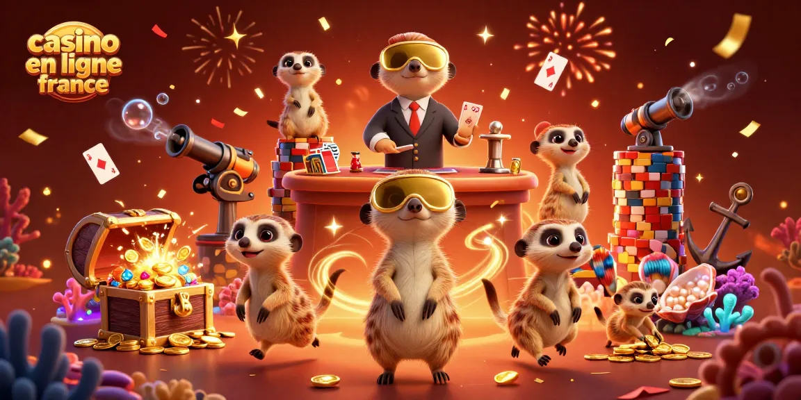 Jouez au casino en ligne France avec l'équipe de suricates dans une scène animée et pleine d'énergie.
