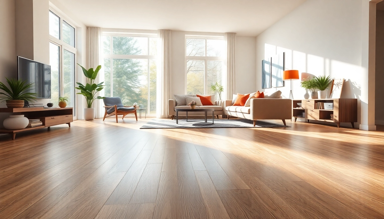 Enhance your home with luxury vinyl flooring showcased in a modern living room setting.