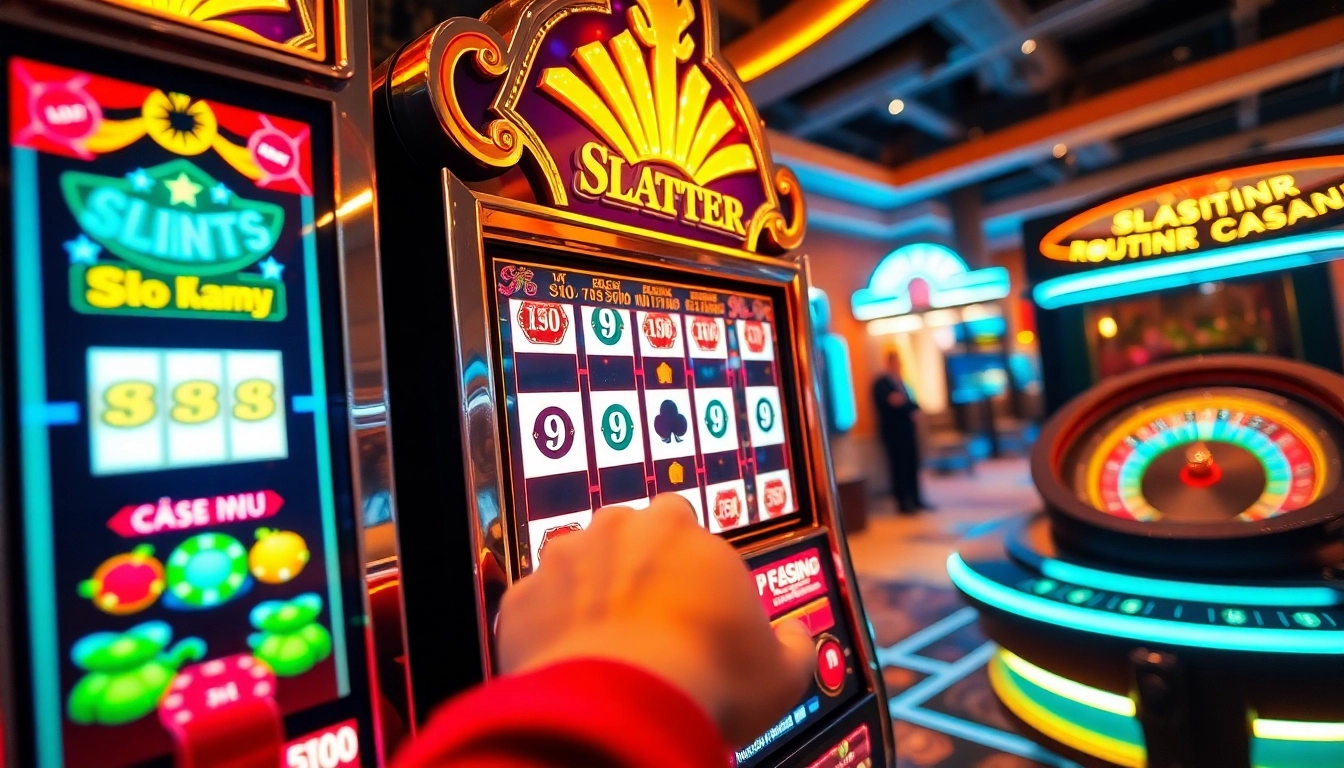 Experience thrill with slot demo scatter hitam at an exciting casino scene filled with vibrant lights and action.