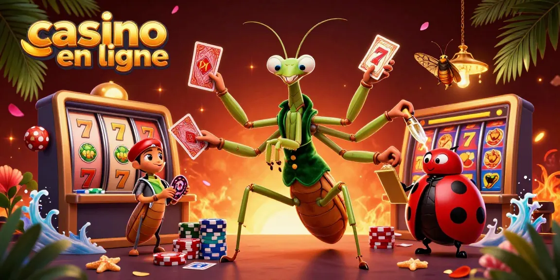 Profitez des jeux au casino en ligne avec une illustration animée dynamique et festive.