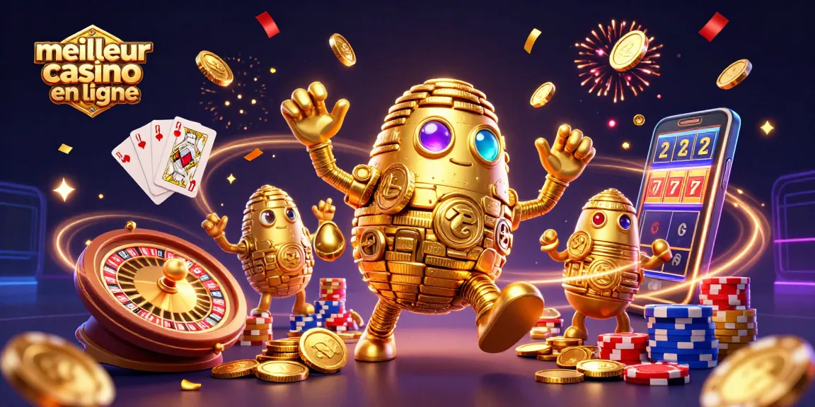 Jouez dans le meilleur casino en ligne avec un golem doré, des billets et des cartes volantes.