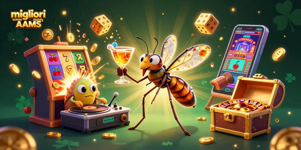Esplora i migliori casino non AAMS con simboli fortunati e ricchi premi in un'illustrazione 3D vibrante.