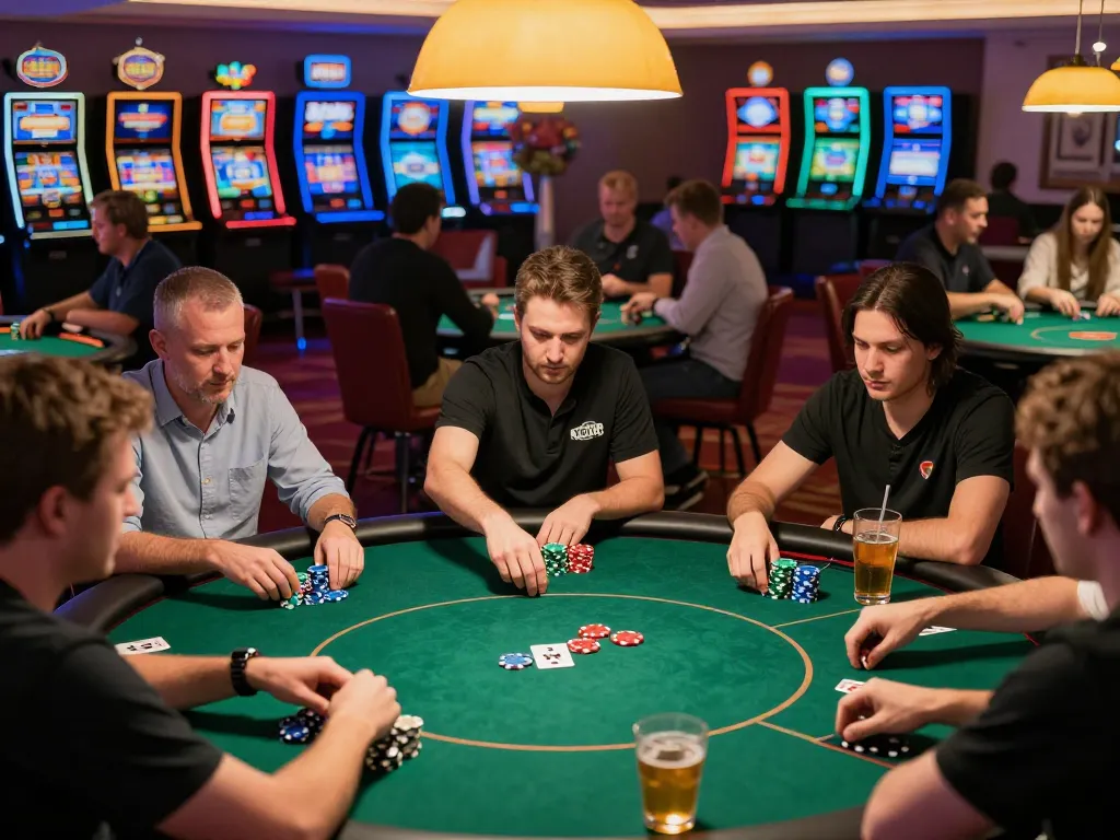 Experience the thrill of poker gameplay with hitclubapk in a dynamic casino environment, capturing intense player interactions and vibrant atmosphere.