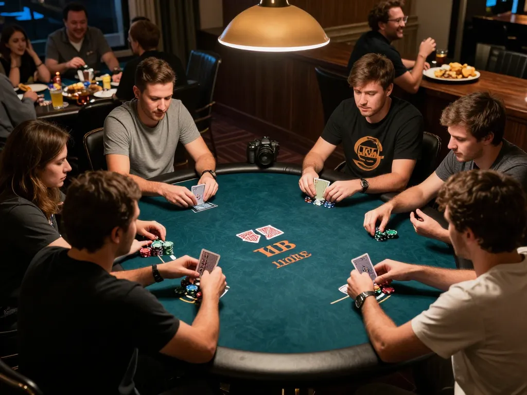 Players enjoying a thrilling poker night with 58win, showcasing strategic gameplay and social atmosphere.