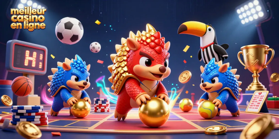 Pangolins en train de jouer au bowling parmi les jetons de poker, meilleur casino en ligne source de divertissement captivant.